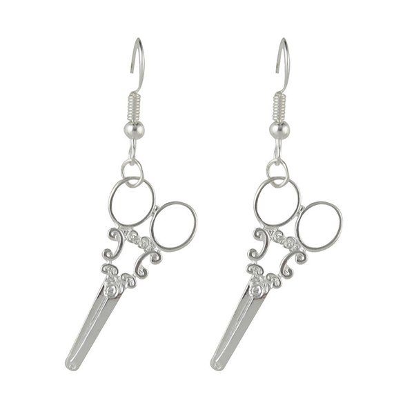 

Scissors Shape Hook Drop Earrings, Silver