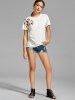 Flower Embroidered T-shirt -  