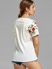 Flower Embroidered T-shirt -  