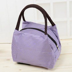 Striped Nylon Lunch Bag