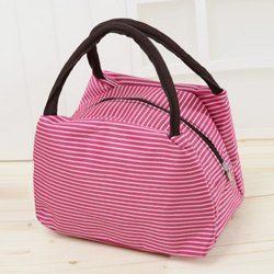 Striped Nylon Lunch Bag