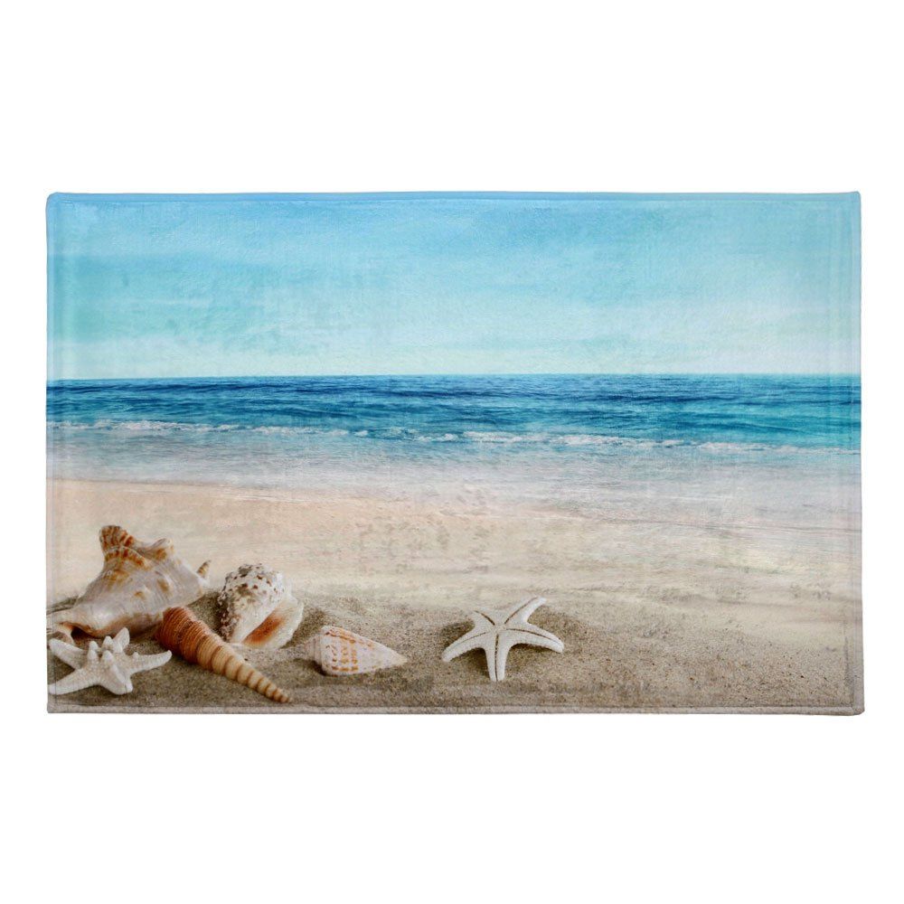 

Non-Slip Beach Scenery Soft Fleece Area Rug, Colormix