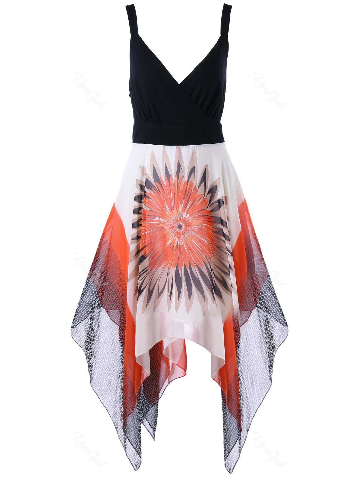 

Sleeveless Plus Size Floral Handkerchief Dress, Darksalmon