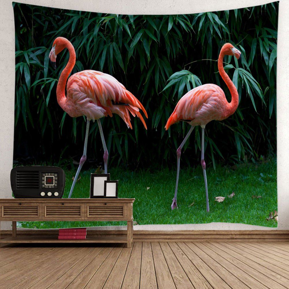 

Wall Hanging Flamingo Bamboo Leaf Tapestry, Colorful
