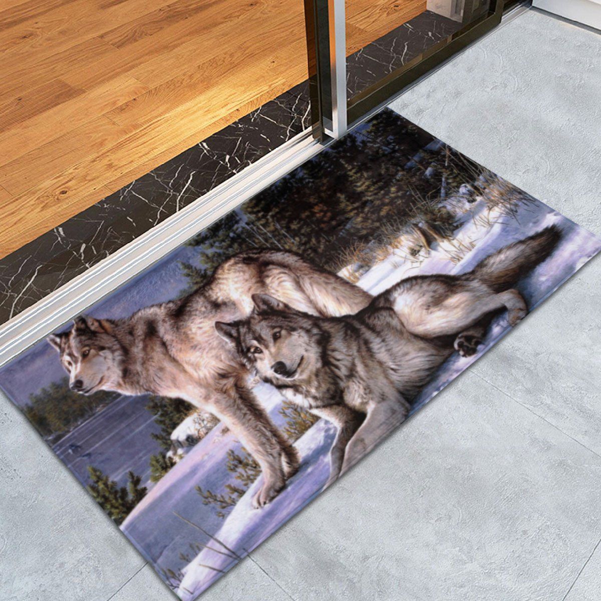 

Coral Velvet Wolf Animal Large Area Rug, Colormix