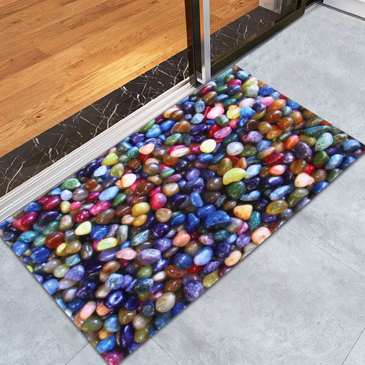 

Colorful Stone Anti Slip Coral Velvet Floor Rug