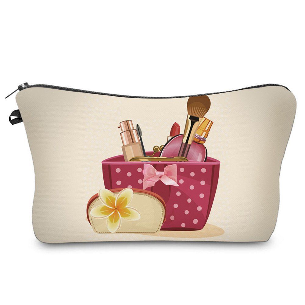 

Cosmetics 3D Print Makeup Clutch Bag, Palomino