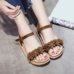 Platform Flowers Belt Buckle Sandals