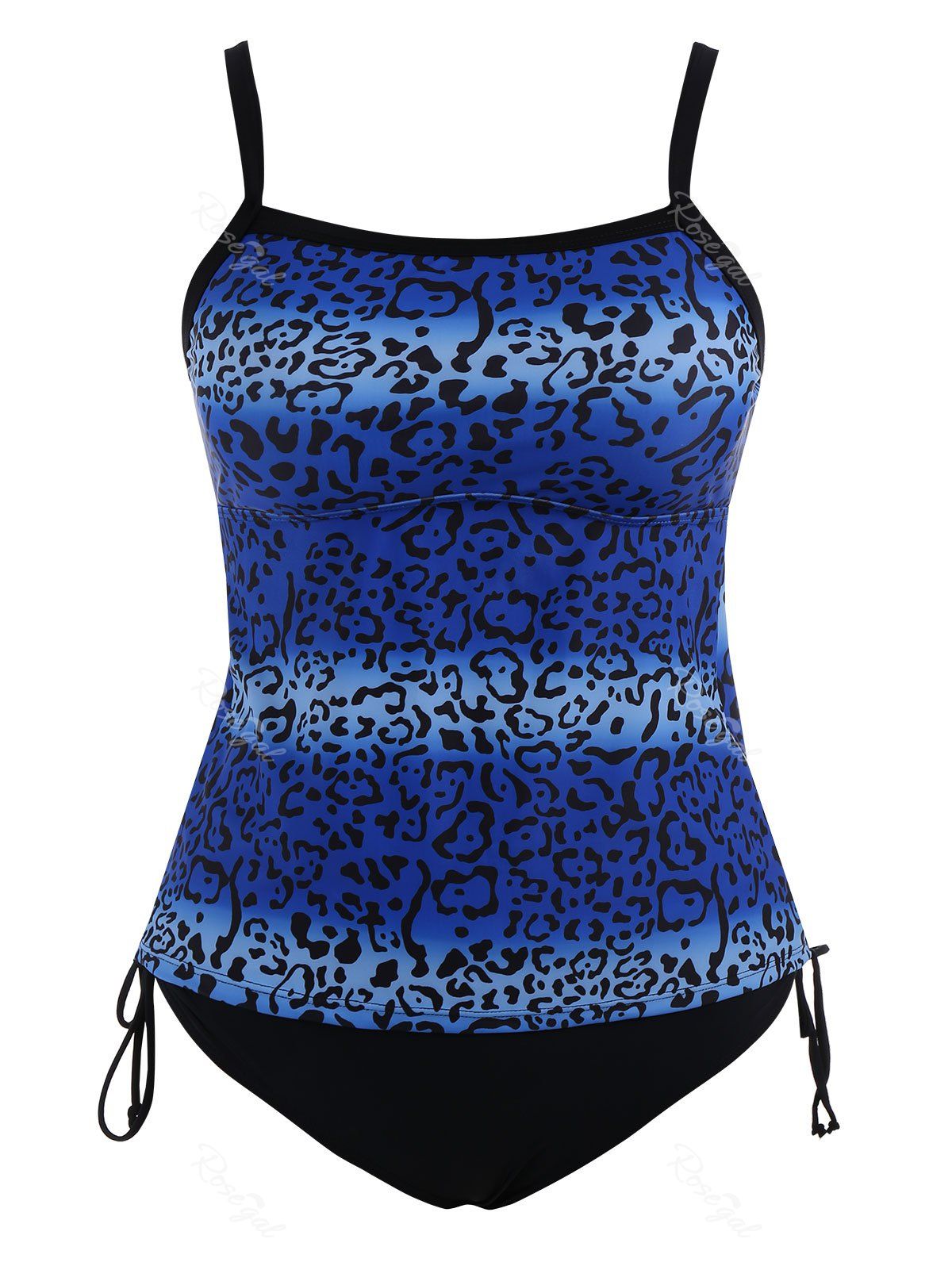 

Padded Plus Size Leopard Print Bathing Suit, Blue