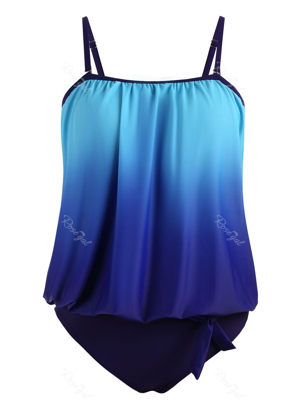 

Padded Plus Size Ombre Blouson Tankini, Blue