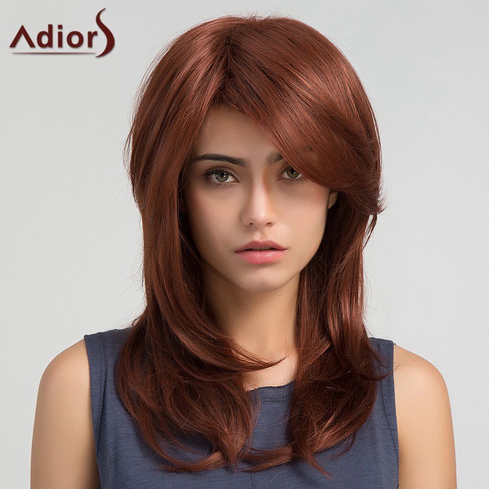 Off Adiors Long Side Bang Straight Synthetic Wig Rosegal