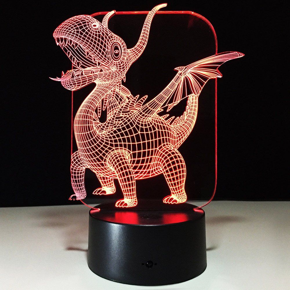 

3D Dinosaur Shape Decorative Color Changing Night Light, Transparent