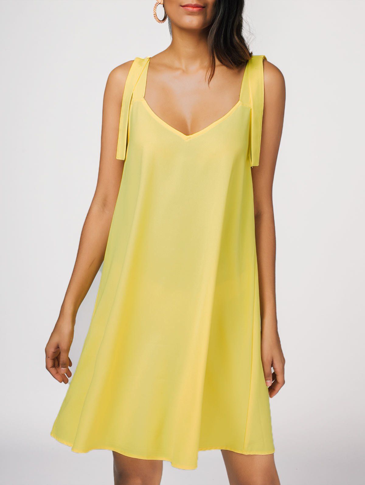 

Straps Sleeveless Swing Casual Dress, Yellow