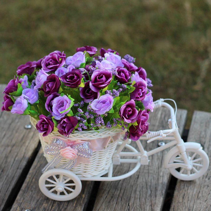 2018 Home Living Room Decoration Artificial Flowers With Basket Bike Home Living Room Decoration Artificial Flowers With Basket Bike