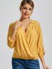 Blouse à encolure en V à fermeture à glissière à manches longues -  