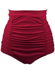Bas de Bikini à Taille Haute Style Rétro - Rouge XL