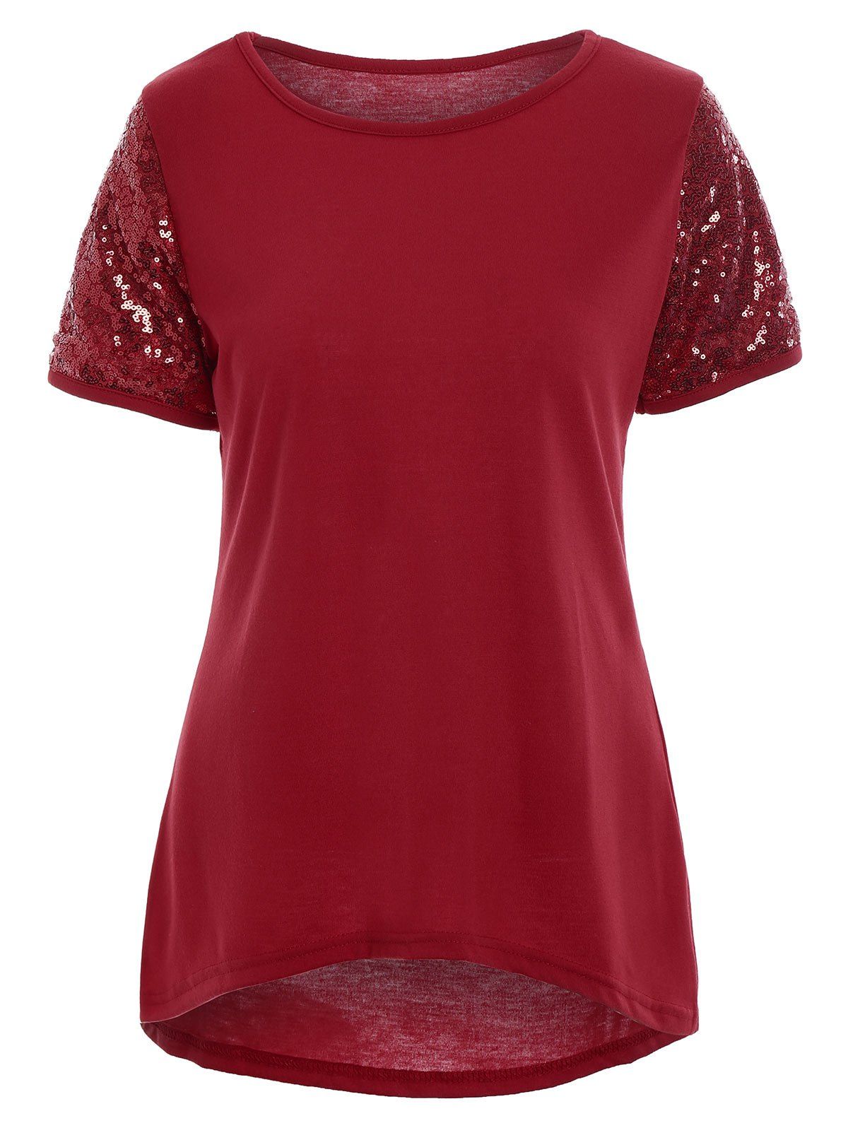 

High Low Sequin Top, Red