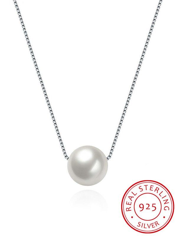

Faux Pearl Silver Collarbone Necklace