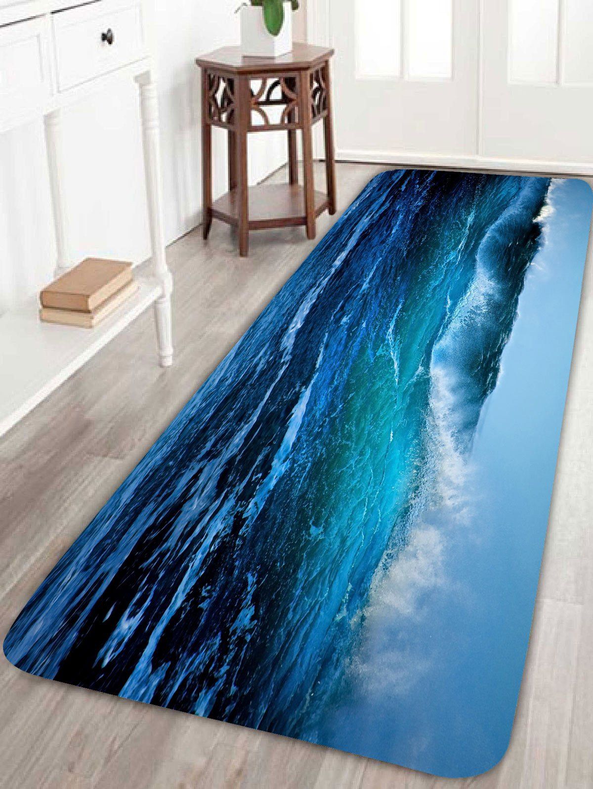 

Sea Wave Skidproof Bathroom Rug, Light blue