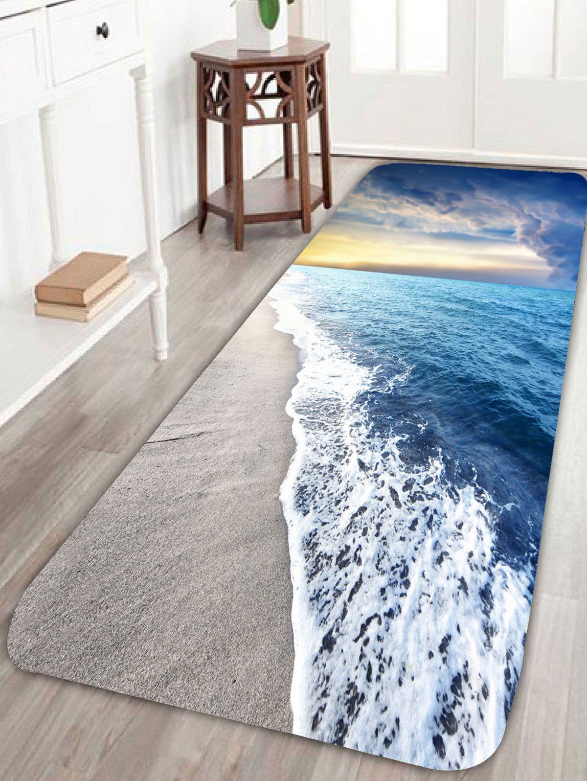 

Beach Tide Antiskid Bath Rug, Light blue
