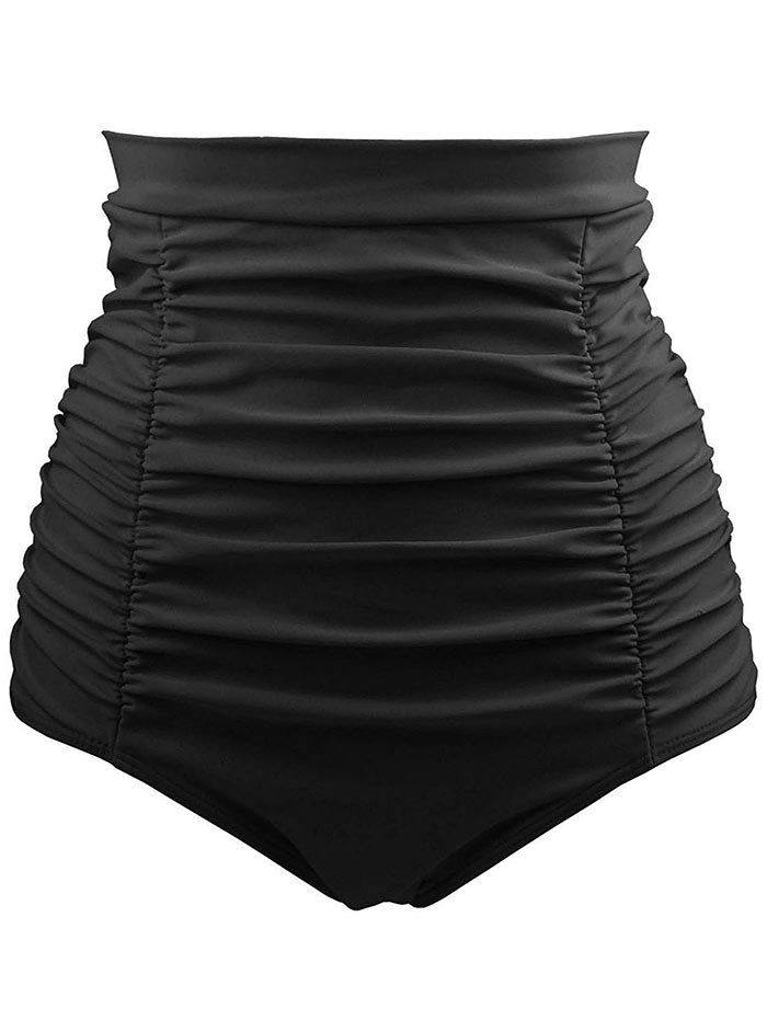 Bas de Bikini à Taille Haute Style Rétro Noir XL