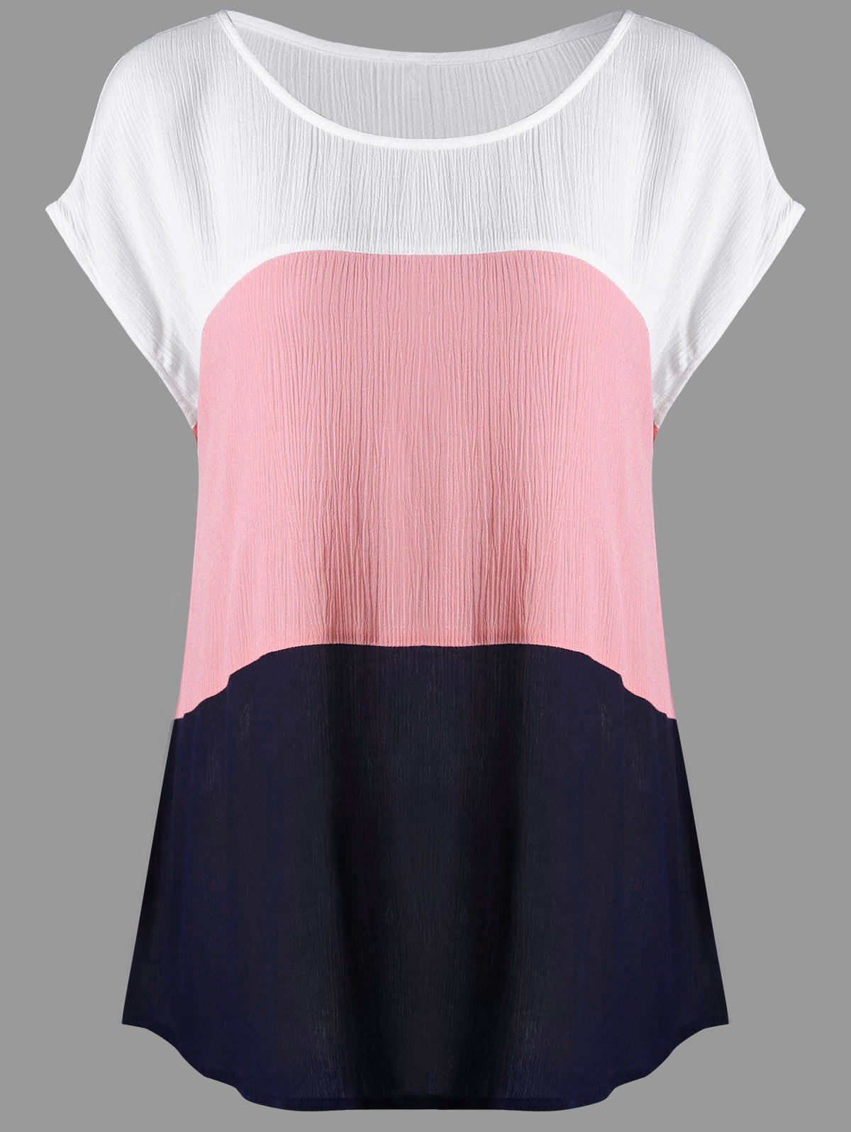 [56 OFF] Plus Size Crinkle Cap Sleeve Blouse Rosegal