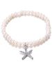 Rhinestone Inlaid Starfish Pendant Artificial Pearl Bracelet -  
