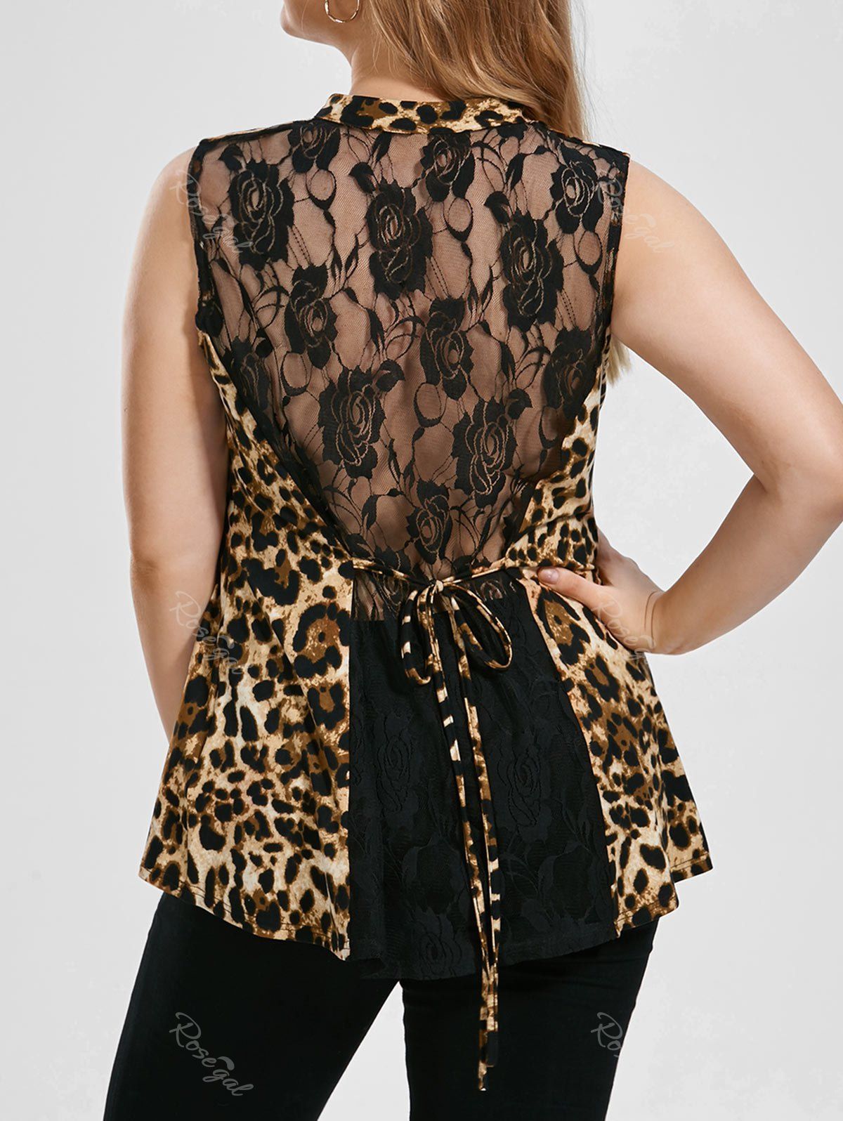 

Plus Size Leopard Sleeveless Sheer Blouse, Leopard print pattern