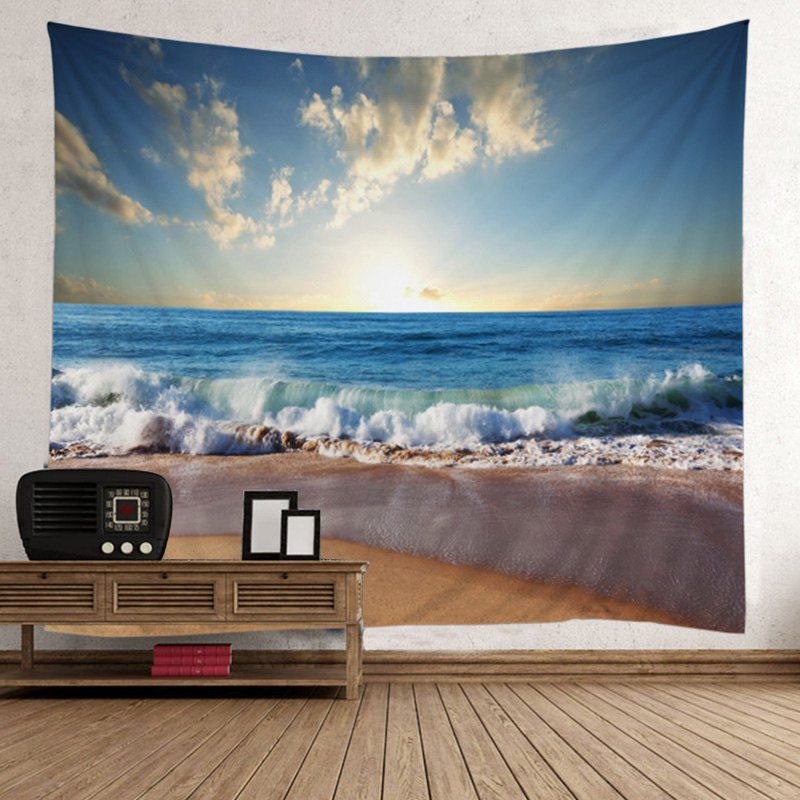 

Home Decor Beach Sunlight Wall Tapestry, Lake blue