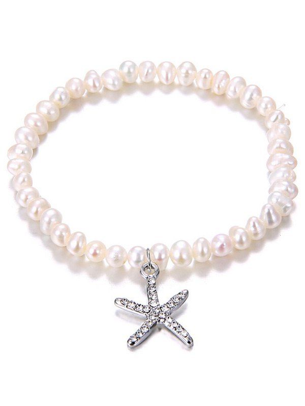 New Rhinestone Inlaid Starfish Pendant Artificial Pearl Bracelet  