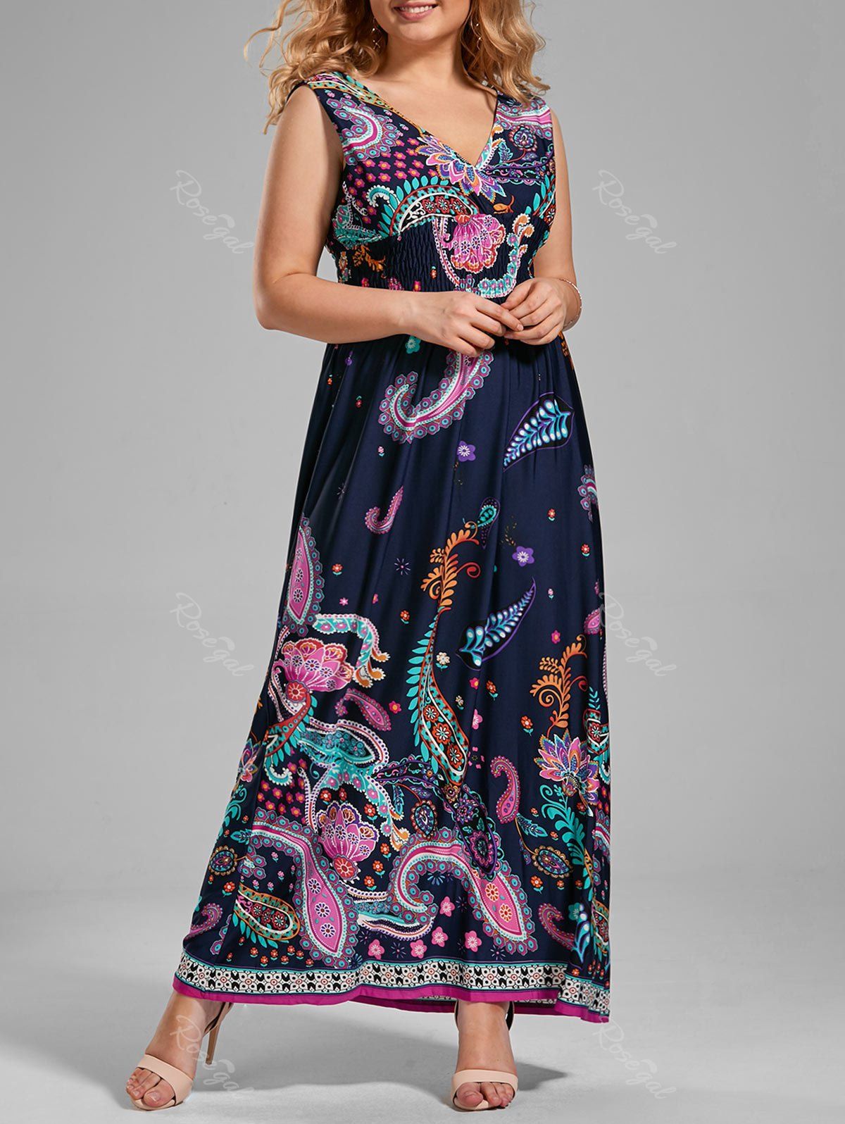 

Maxi Paisley Print Dress for Plus Size, Multi