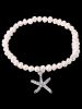 Rhinestone Inlaid Starfish Pendant Artificial Pearl Bracelet -  