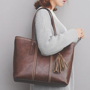 Faux Leather Tassel Shoulder Bag