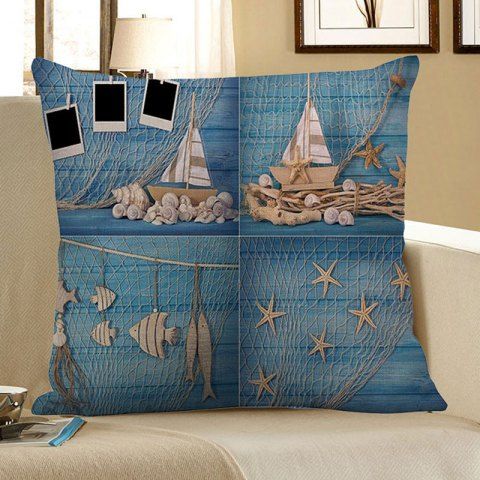 2019 wood grain starfish print decorative sofa linen pillowcase