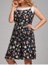 Plus Size Sleeveless Floral Printed Knee Length Dress
