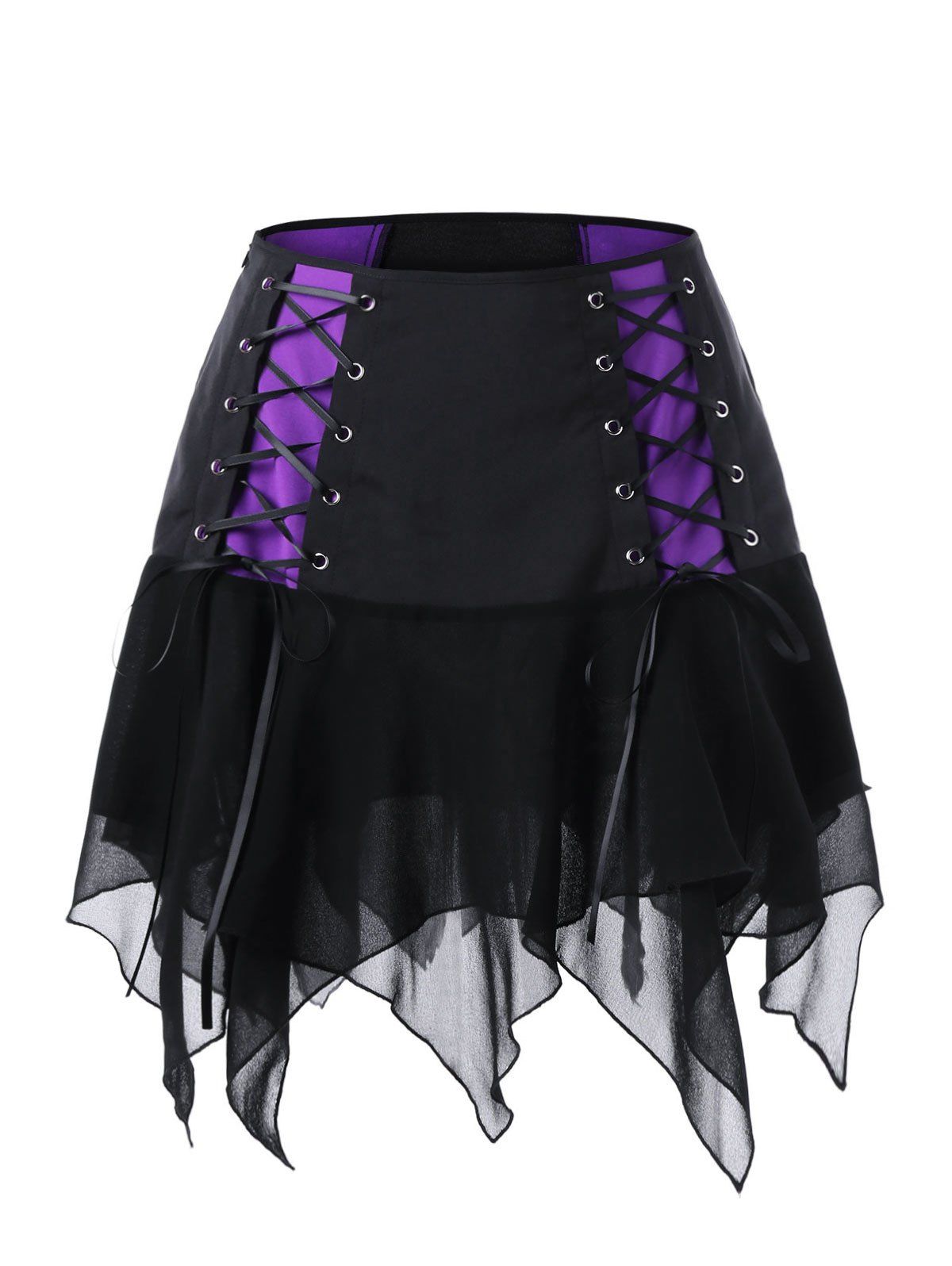 

Lace Up Mini High Waist Skirt, Black