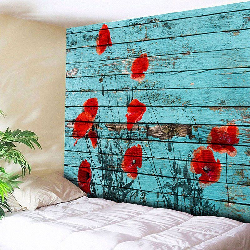 

Wall Hanging Wood Grain Flower Tapestry, Blue