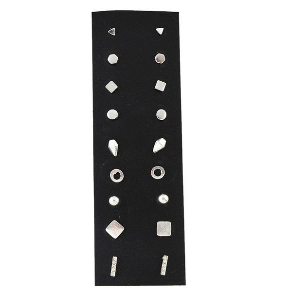 

Rhinestone Geometric Stud Tiny Earring Set, Silver