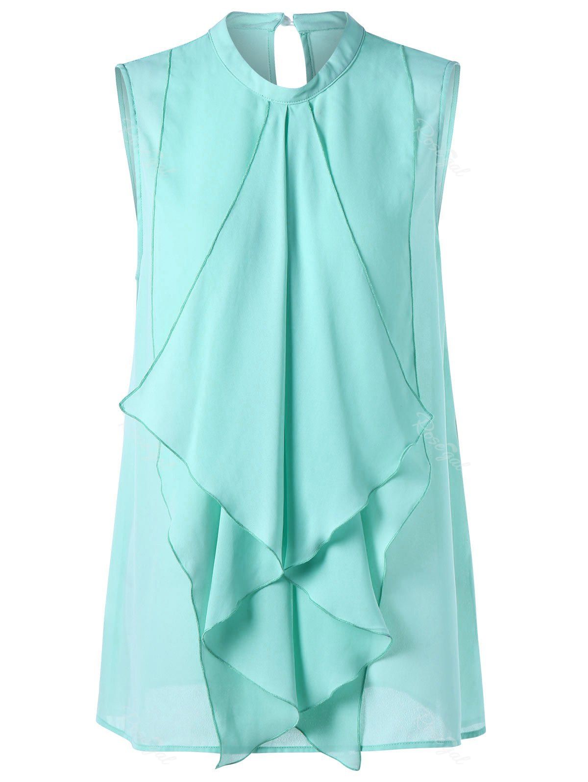 

Waterfall Ruffle Plus Size Chiffon Tank Top, Light green