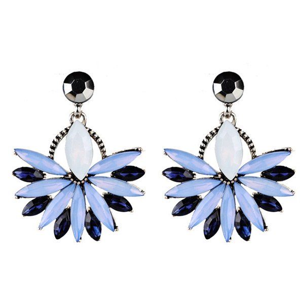 

Rhinestone Floral Statement Drop Earrings, Blue