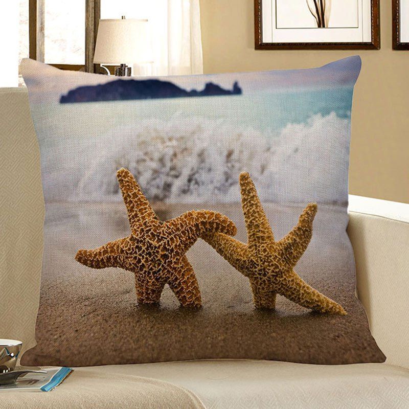 

Starfish Beach Style Decorative Pillow Case, Light blue