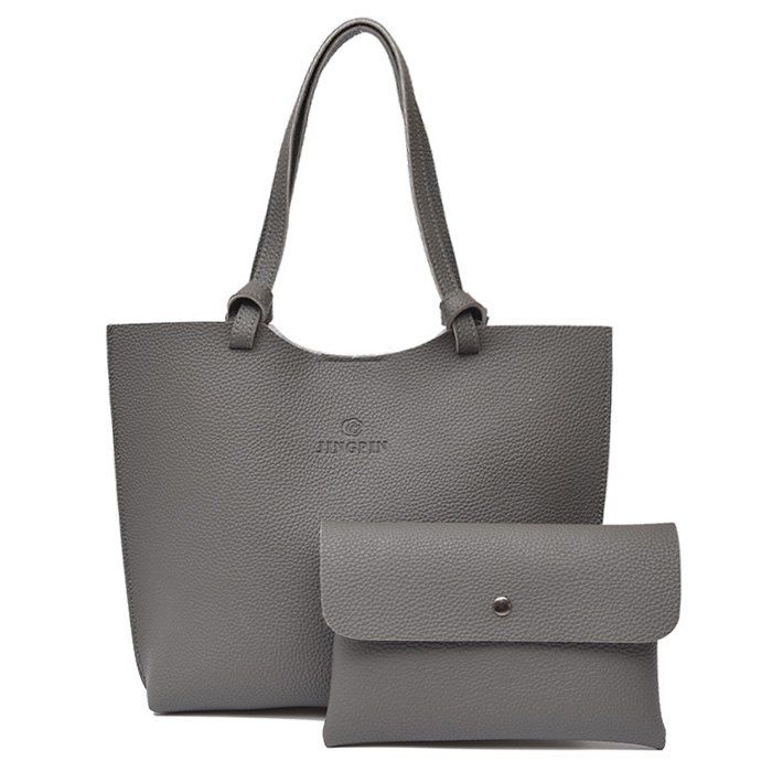 

Faux Leather Shoulder Bag and Crossbody Bag, Deep gray