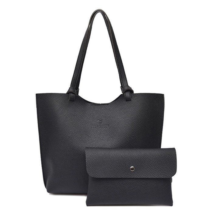 

Faux Leather Shoulder Bag and Crossbody Bag, Black