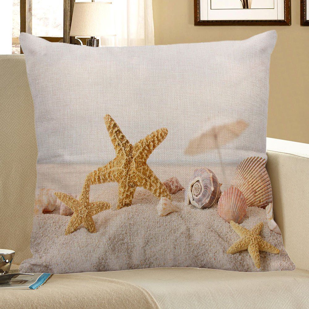 

Home Decor Starfish Conch Print Pillow Case, Ginger