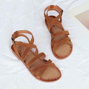 Flat Heel Cross Straps Sandals