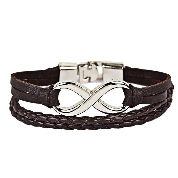 

Faux Leather Braid Infinite Rope Bracelet, Brown