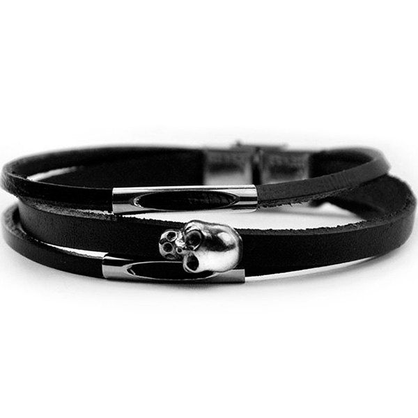 

Skull Shape Layered Bracelet, Black
