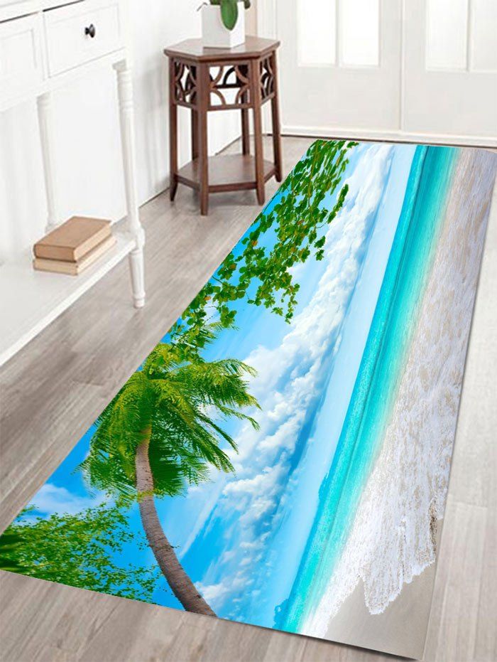 

Antislip Beach Scenery Door Entrance Area Rug, Lake blue