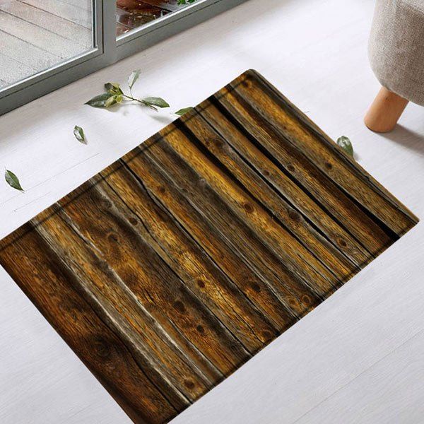 

Water Absorbent Vintage Wood Grain Bath Rug, Brown
