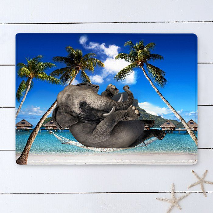 Blue W16 Inch L24 Beach Hammock Elephant Pattern Anti Skid Unique Beach Hammock Elephant Pattern Anti Skid Water Absorption Area Rug